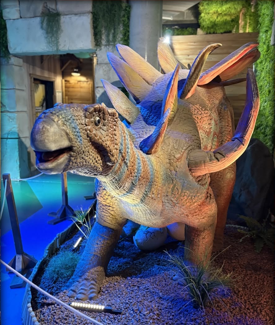 Dinosaurier in der beleuchteten Ausstellung